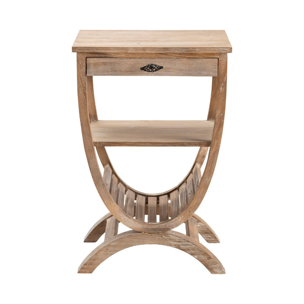 Accent Table | Slatted Rack | Brown Mango Wood U Base 20’’ CCL-CVFZR322