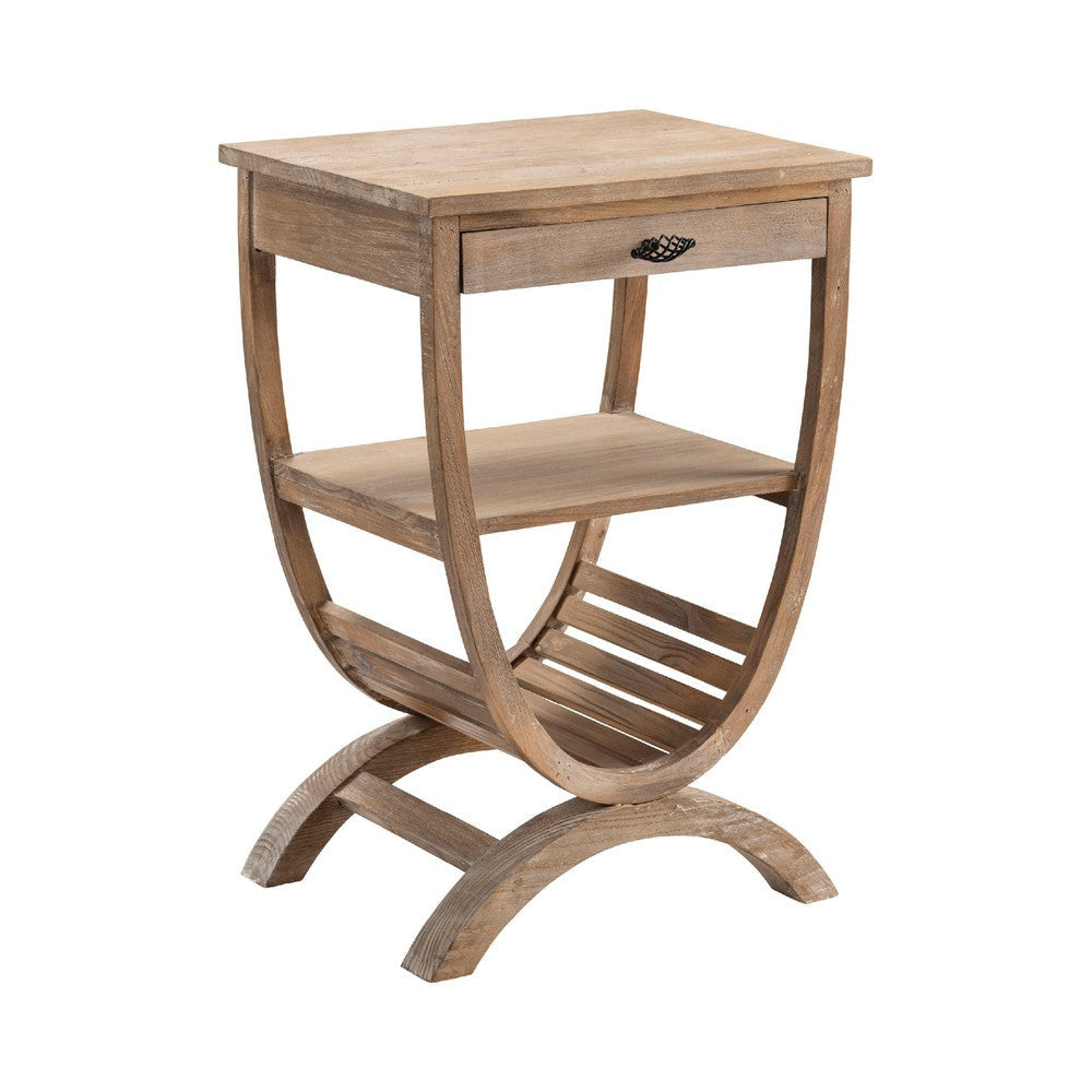 Accent Table | Slatted Rack | Brown Mango Wood U Base 20"