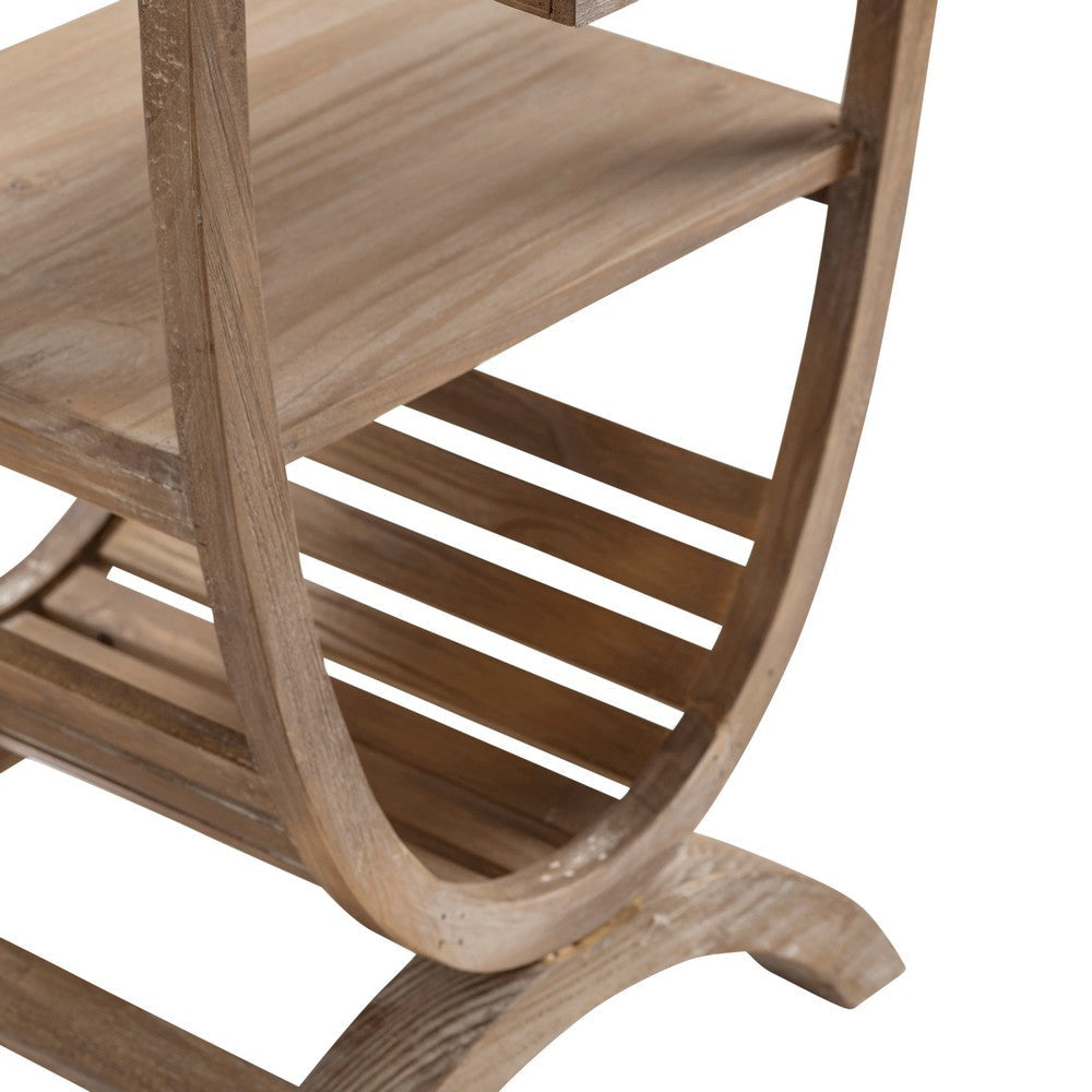 Accent Table | Slatted Rack | Brown Mango Wood U Base 20’’ CCL-CVFZR322
