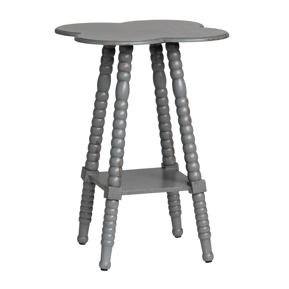 Crestview Hery Side End Table | 18" Clover Top | Spindle Legs | Gray