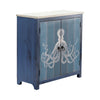 Crestview Ocy Blue Accent Cabinet | 32" White Top | 2 Octopus Motif Doors