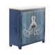 Crestview Ocy Blue Accent Cabinet | 32" White Top | 2 Octopus Motif Doors