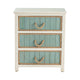 Accent Nightstand Chest | 3 Turquoise Drawers | Jute Rope Handles | White CCL-CVFZR3560