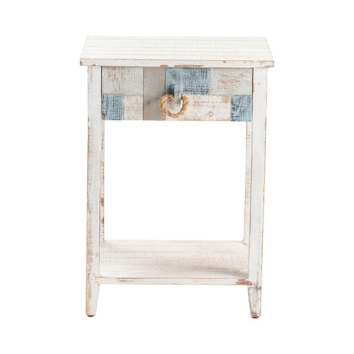 Crestview Syri Side End Table | 18" | 1 Drawer & Shelf | White