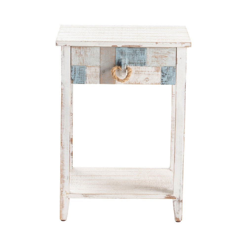 Crestview Syri Side End Table | 18" | 1 Drawer & Shelf | White