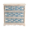 Crestview Pesy  Nightstand 3 Drawer Chest | Painted Blue Fish | Whitewash