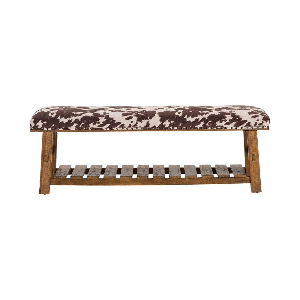 Gep Accent Bench | 53’’ Faux Cowhide Seat | Dark Brown CCL-CVFZR3718
