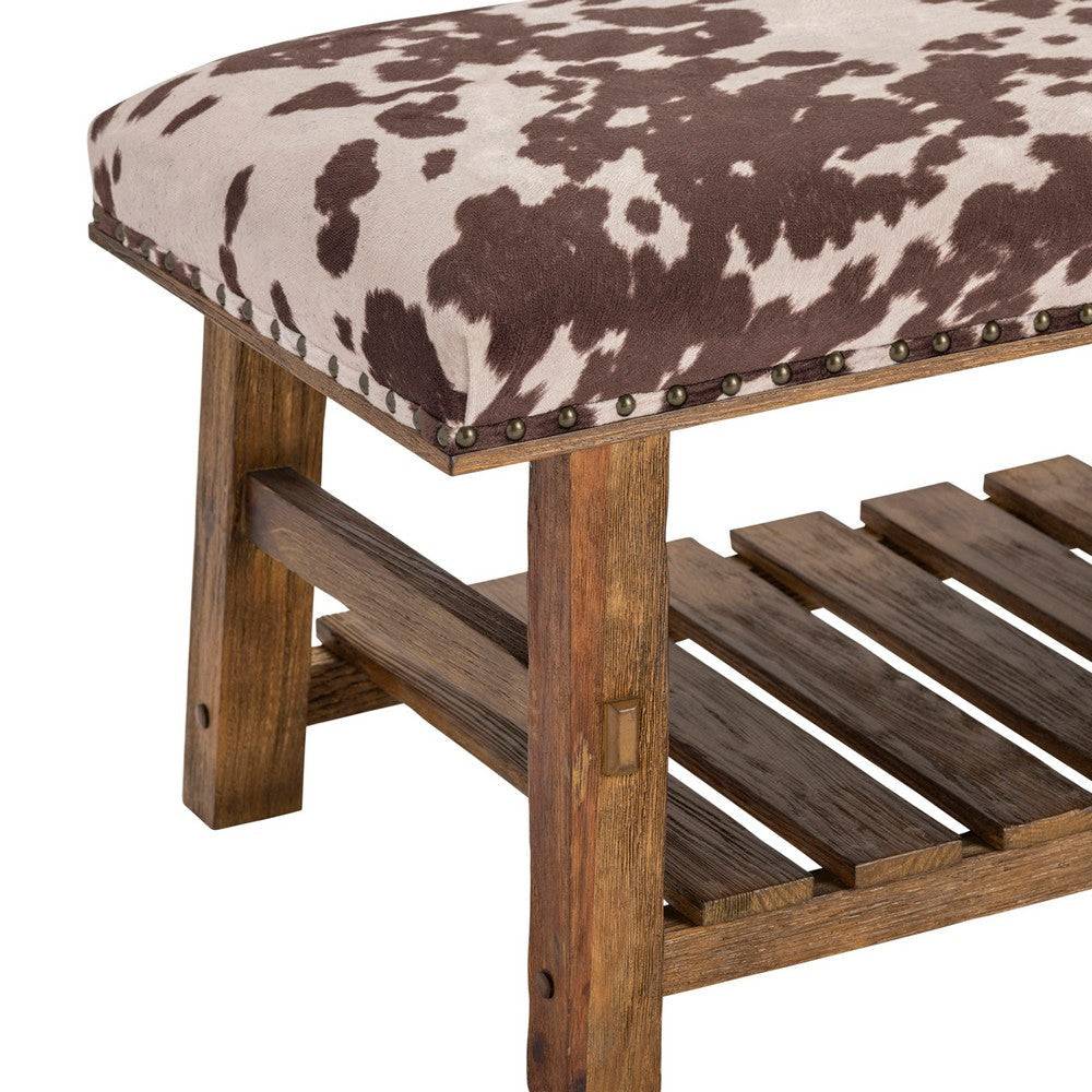 Gep Accent Bench | 53’’ Faux Cowhide Seat | Dark Brown CCL-CVFZR3718