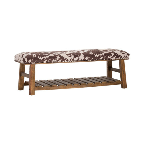 Gep Accent Bench | 53" Faux Cowhide Seat | Dark Brown