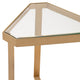 Crestview Mely Triangle Side End Table w Glass Top | Gold Iron Frame