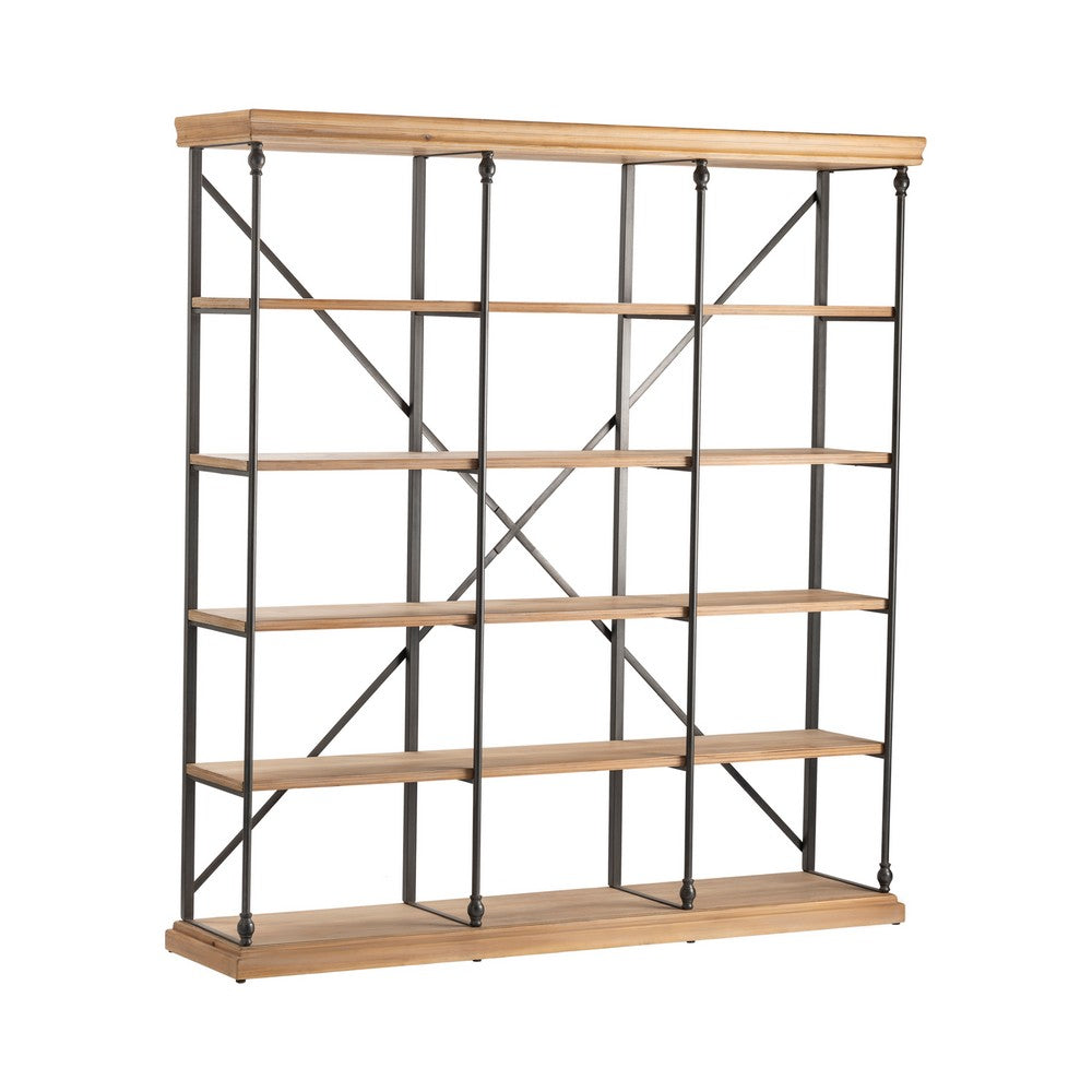 Crestview Sian Bookshelf w 5 Fixed Shelves | Open X Backing | Black Iron