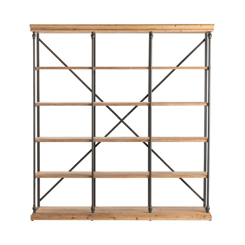 Crestview Sian Bookshelf w 5 Fixed Shelves | Open X Backing | Black Iron