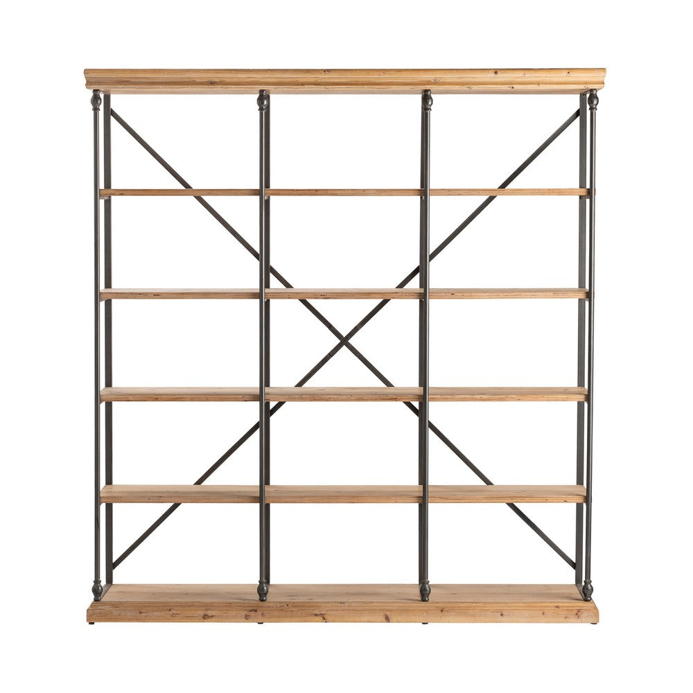 Crestview Sian Bookshelf w 5 Fixed Shelves | Open X Backing | Black Iron