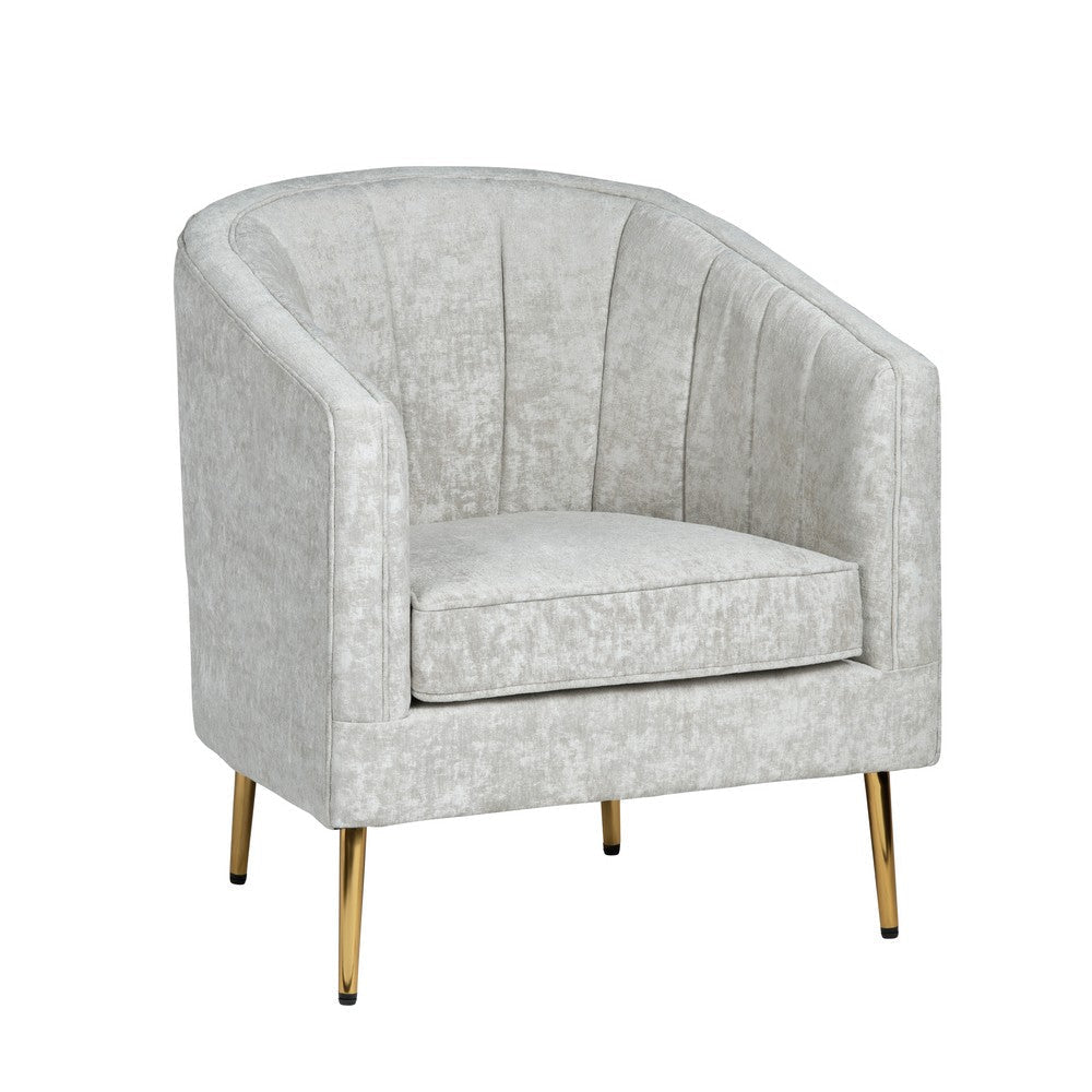 Crestview Suty Accent Chair | Beige Channel Tufted Back | Gold Legs CCL-CVFZR4509