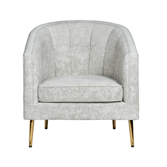 Crestview Suty Accent Chair | Beige Channel Tufted Back | Gold Legs