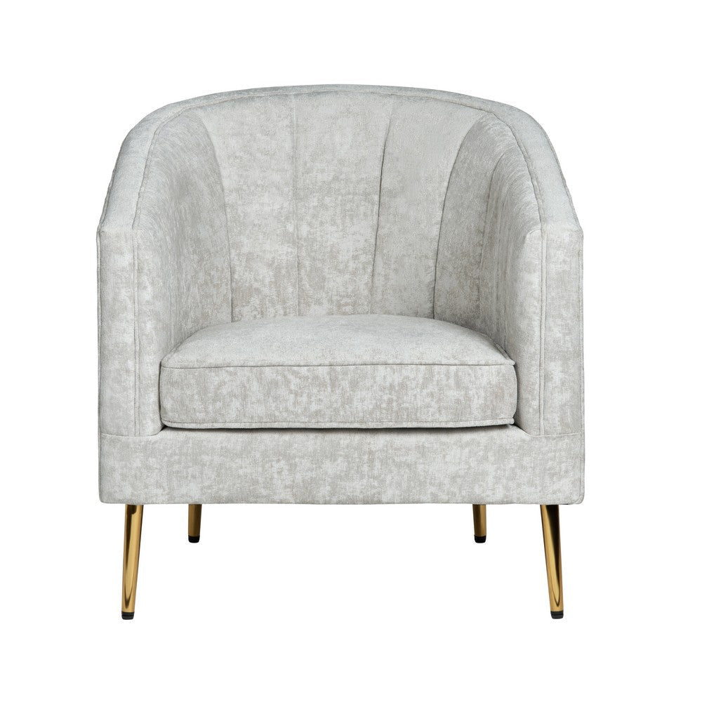 Crestview Suty Accent Chair | Beige Channel Tufted Back | Gold Legs