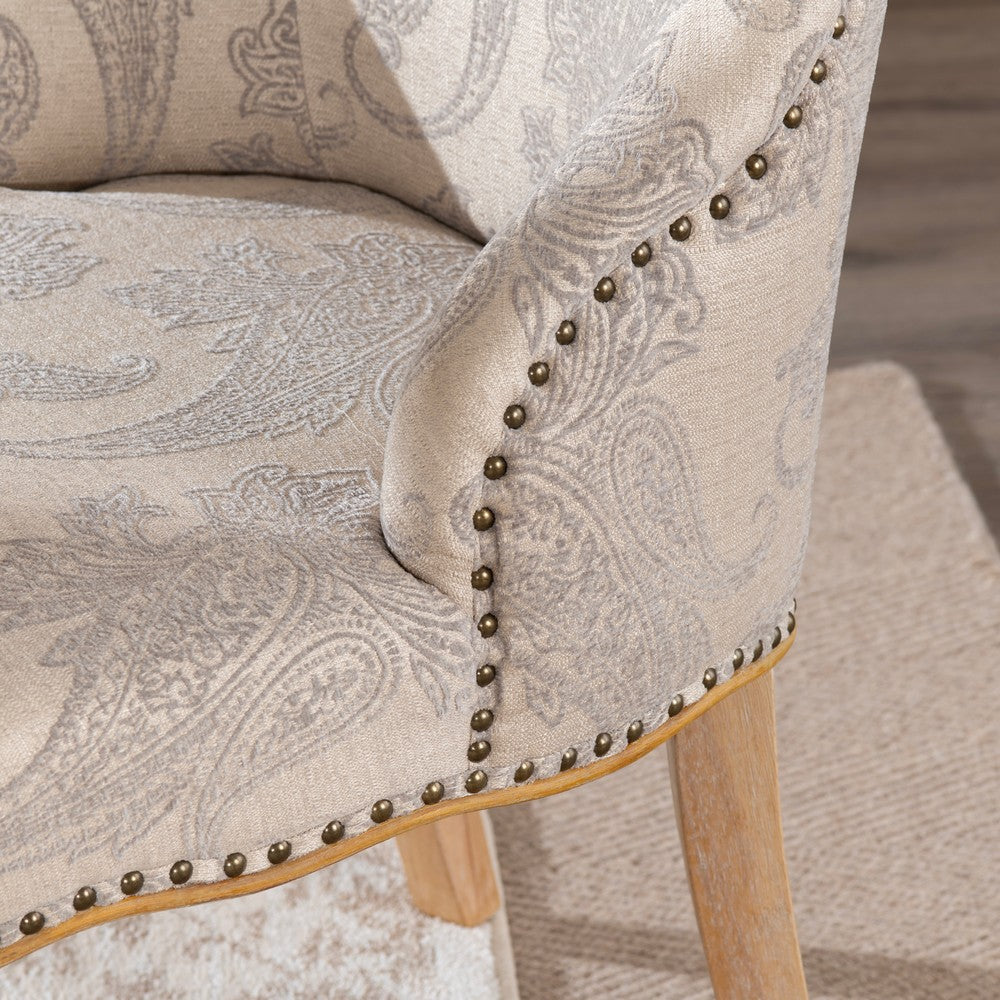 Crestview Deny Accent Dining Chair | Light Gray Paisley Fabric | Winged Back CCL-CVFZR4520