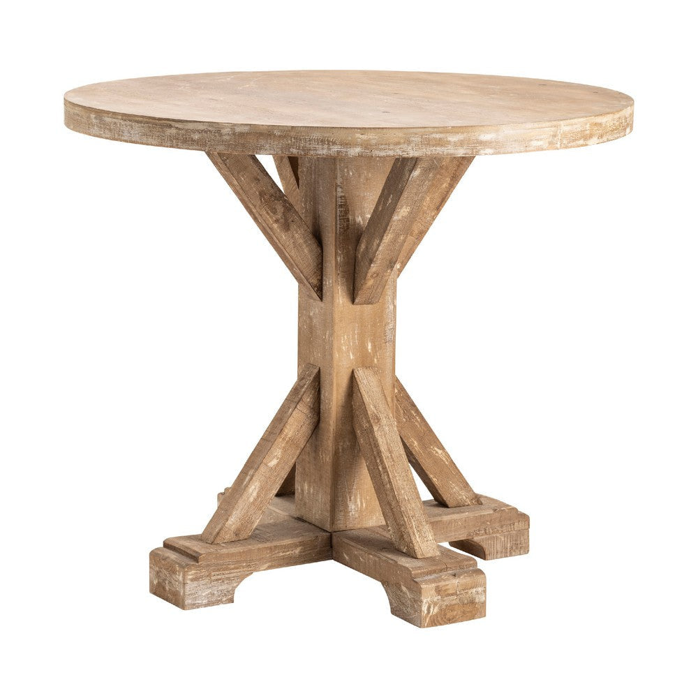 Crestview Noma Accent Dining Table | 36’’ Round Top | Angled Base | Brown CCL-CVFZR4527