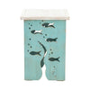 Crestview Fem Accent Table | 18’’ White Top | Turquoise Fish Cut Out Base CCL-CVFZR4529