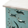 Crestview Fem Accent Table | 18" White Top | Turquoise Fish Cut Out Base