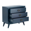Nimy Oversize Nightstand Accent Chest | 3 Drawers Gold Handles Blue CCL-CVFZR4592