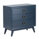 Nimy Oversize Nightstand Accent Chest | 3 Drawers, Gold Handles, Blue