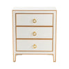 Crestview Pily Oversized Nightstand Chest | 3 Drawers | White & Gold Wood