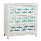 Crestview Ton Large Nightstand 3 Drawer Chest | Coastal Blue Fish | White CCL-CVFZR5075