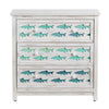 Crestview Ton Large Nightstand 3 Drawer Chest | Coastal Blue Fish | White