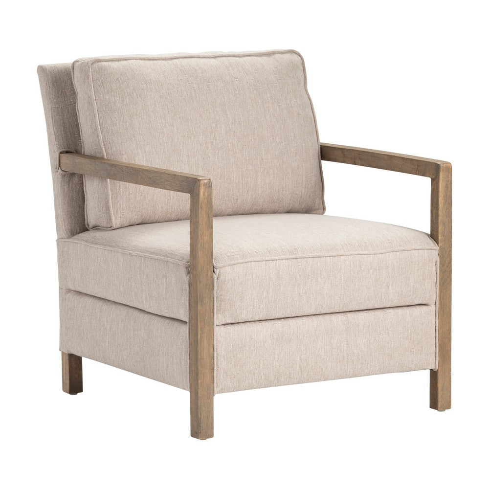 Crestview Maxx Accent Chair | Beige Polyester Cushions | Light Brown Wood CCL-CVFZR5100