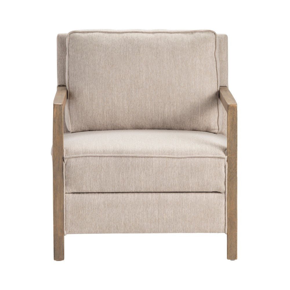 Crestview Maxx Accent Chair | Beige Polyester Cushions | Light Brown Wood CCL-CVFZR5100