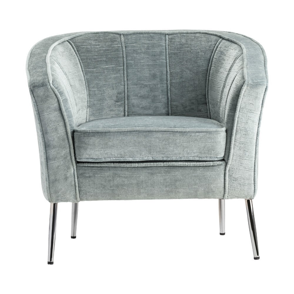 Crestview Ramo Barrel Accent Chair | Plush Retro Seafoam Gray Polyester