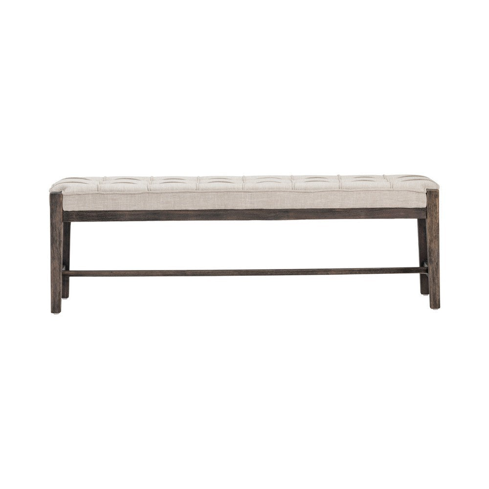 Reo Entryway Bench | Gray Polyester | 56’’ Wide Brown Rubberwood CCL-CVFZR5124