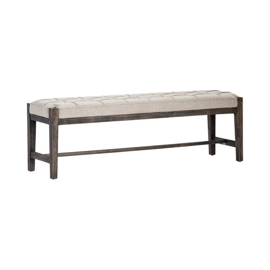 Reo Entryway Bench | Gray Polyester | 56" Wide Brown Rubberwood