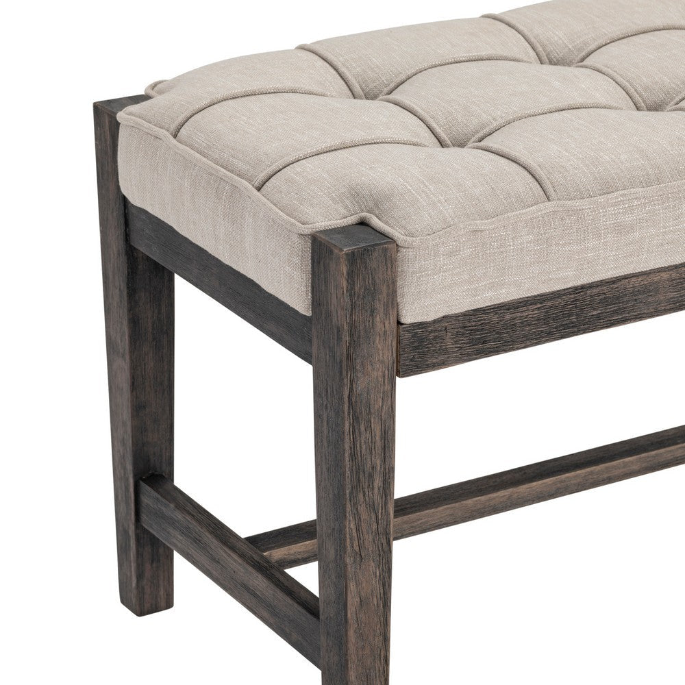 Reo Entryway Bench | Gray Polyester | 56’’ Wide Brown Rubberwood CCL-CVFZR5124