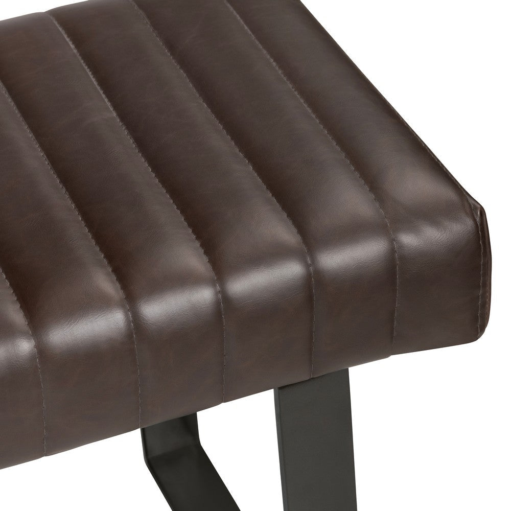 Remy Entryway Bench | Channel Tufted Faux Leather | Brown | 52’’ CCL-CVFZR5126