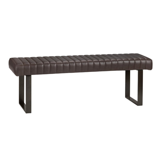 Remy Entryway Bench | Channel Tufted Faux Leather | Brown | 52"