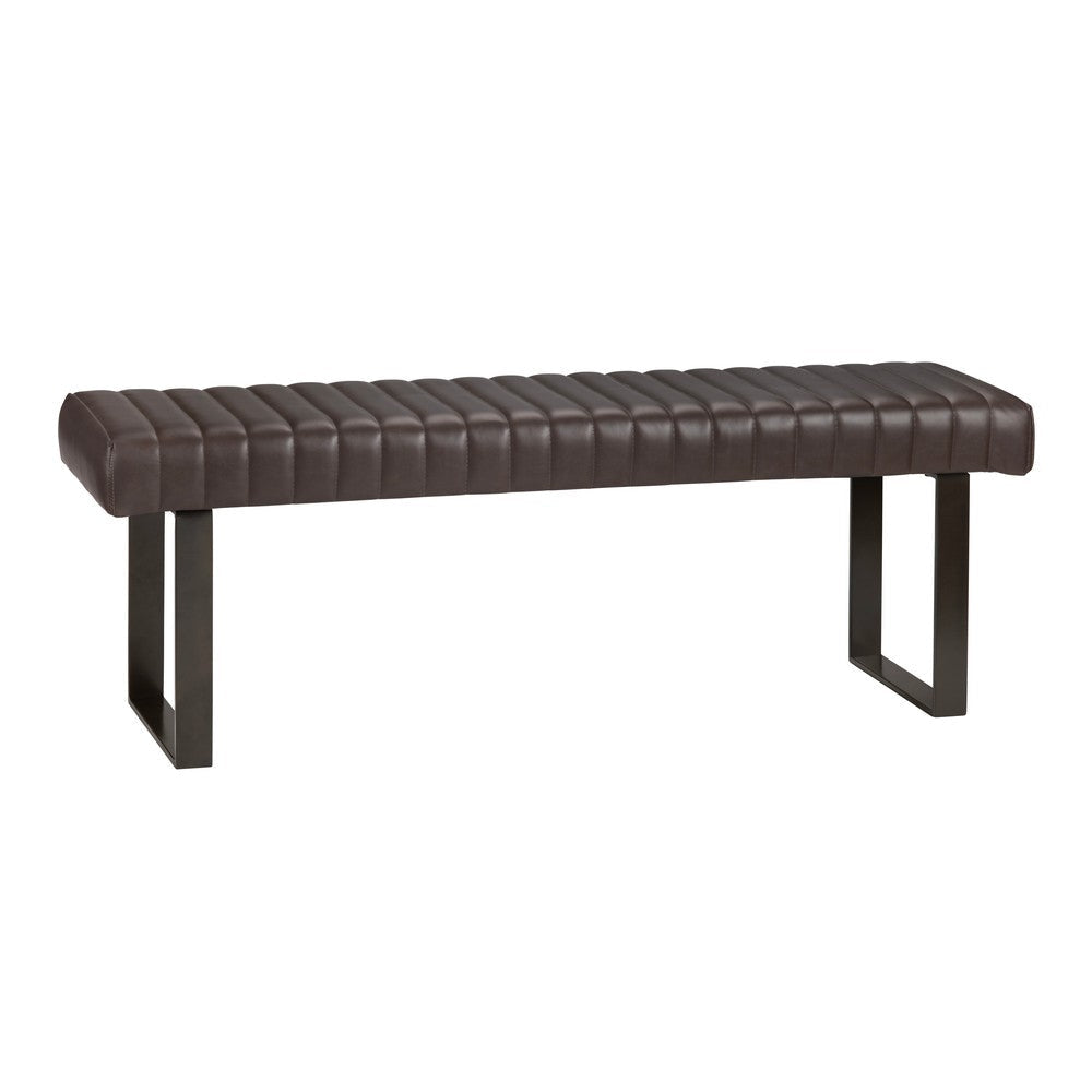 Remy Entryway Bench | Channel Tufted Faux Leather | Brown | 52"
