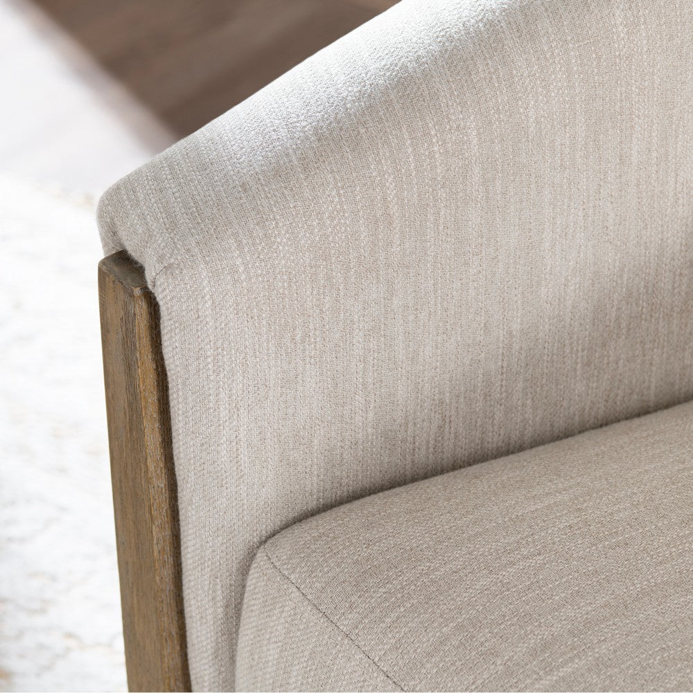 Crestview Neet Swivel Barrel Accent Chair | Beige Linen | Brown Wood Trim CCL-CVFZR5135