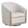 Crestview Neet Swivel Barrel Accent Chair | Beige Linen | Brown Wood Trim CCL-CVFZR5135