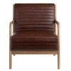 Crestview Oza Accent Chair | Foam Fill Ribbed Faux Leather | Brown Wood CCL-CVFZR5136