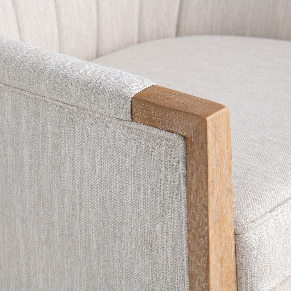 Crestview Neet Wingback Accent Chair | Beige Linen | Brown Wood Trim CCL-CVFZR5137