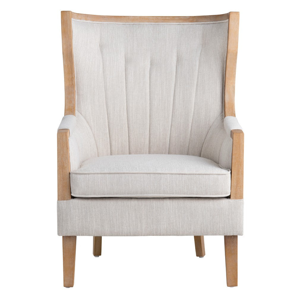 Crestview Neet Wingback Accent Chair | Beige Linen | Brown Wood Trim CCL-CVFZR5137