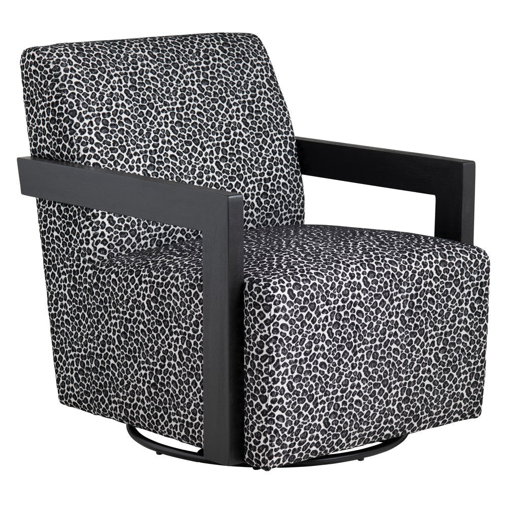 Crestview Rene Swivel Accent Chair | Black & Gray Animal Print Polyester CCL-CVFZR5138