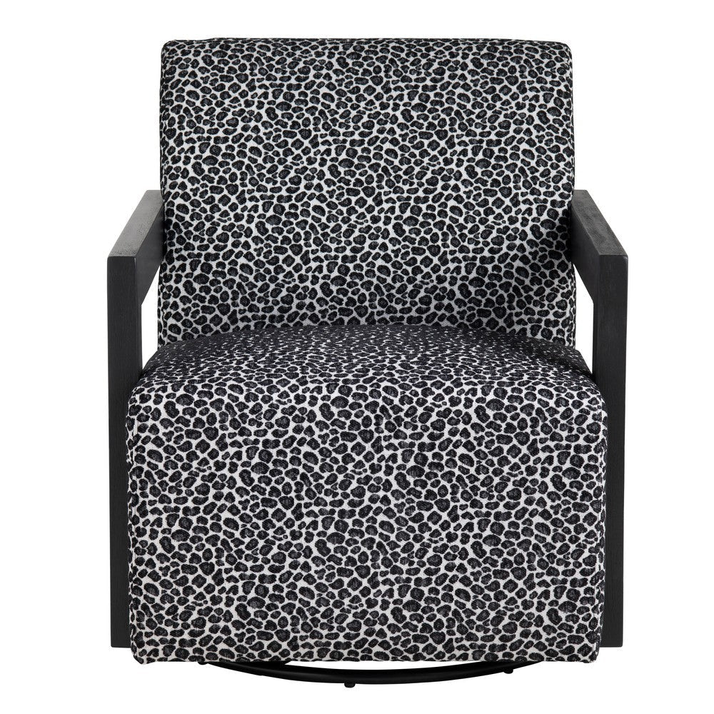 Crestview Rene Swivel Accent Chair | Black & Gray Animal Print Polyester CCL-CVFZR5138