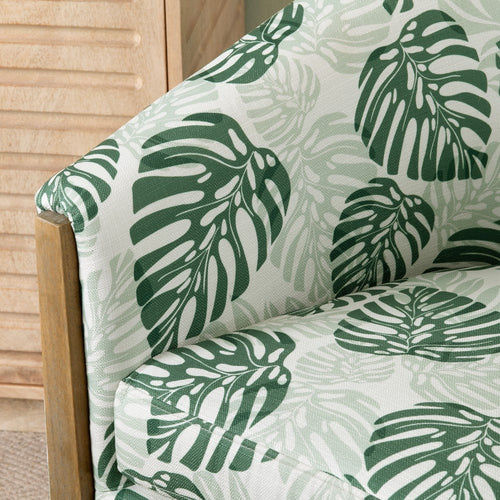 Crestview Palm Swivel Barrel Chair | Green Tropical Leaves White Polyester