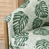 Crestview Palm Swivel Barrel Chair | Green Tropical Leaves White Polyester
