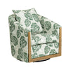 Crestview Palm Swivel Barrel Chair | Green Tropical Leaves White Polyester CCL-CVFZR6147