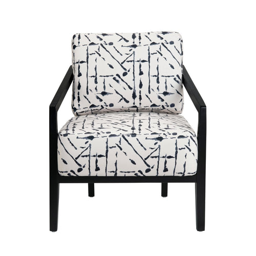 Crestview Rose Accent Chair | Abstract Black Brushstroke on White Polyester