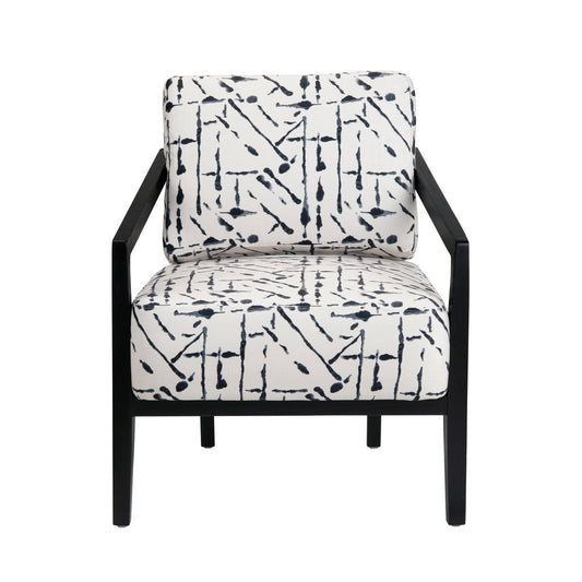 Crestview Rose Accent Chair | Abstract Black Brushstroke on White Polyester